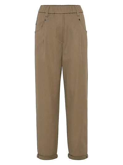 Stretch Cotton Cover Baggy Pull on Trousers