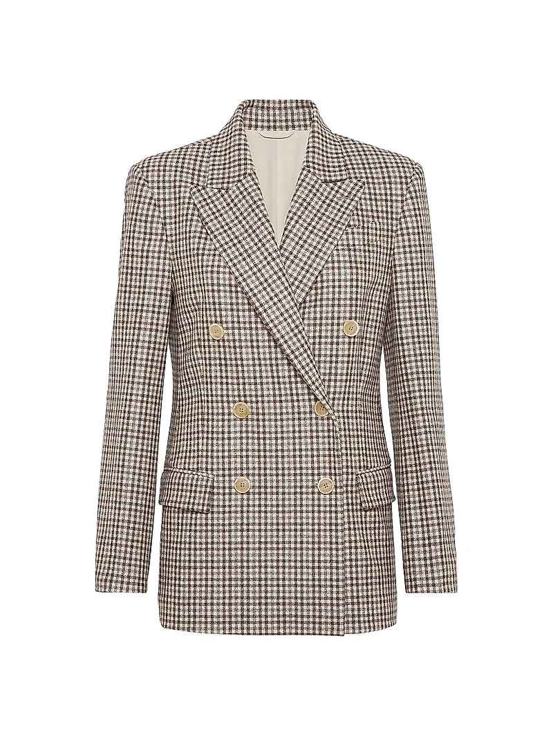Virgin Wool Checked Flannel Blazer