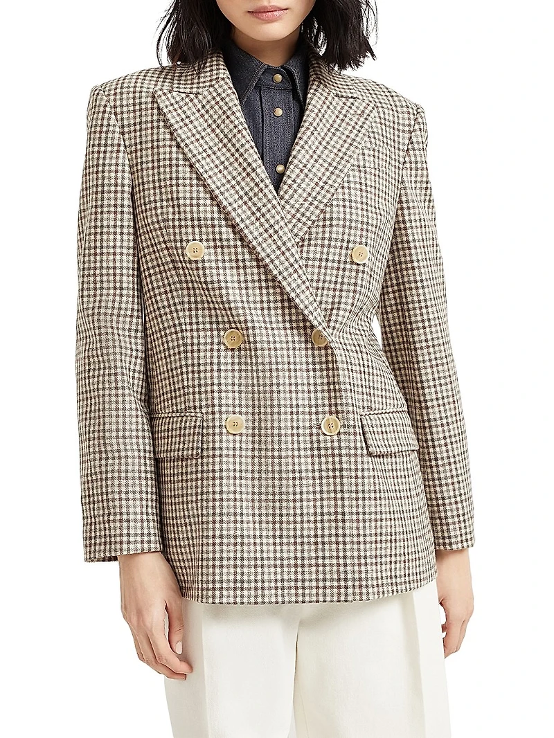 Virgin Wool Checked Flannel Blazer