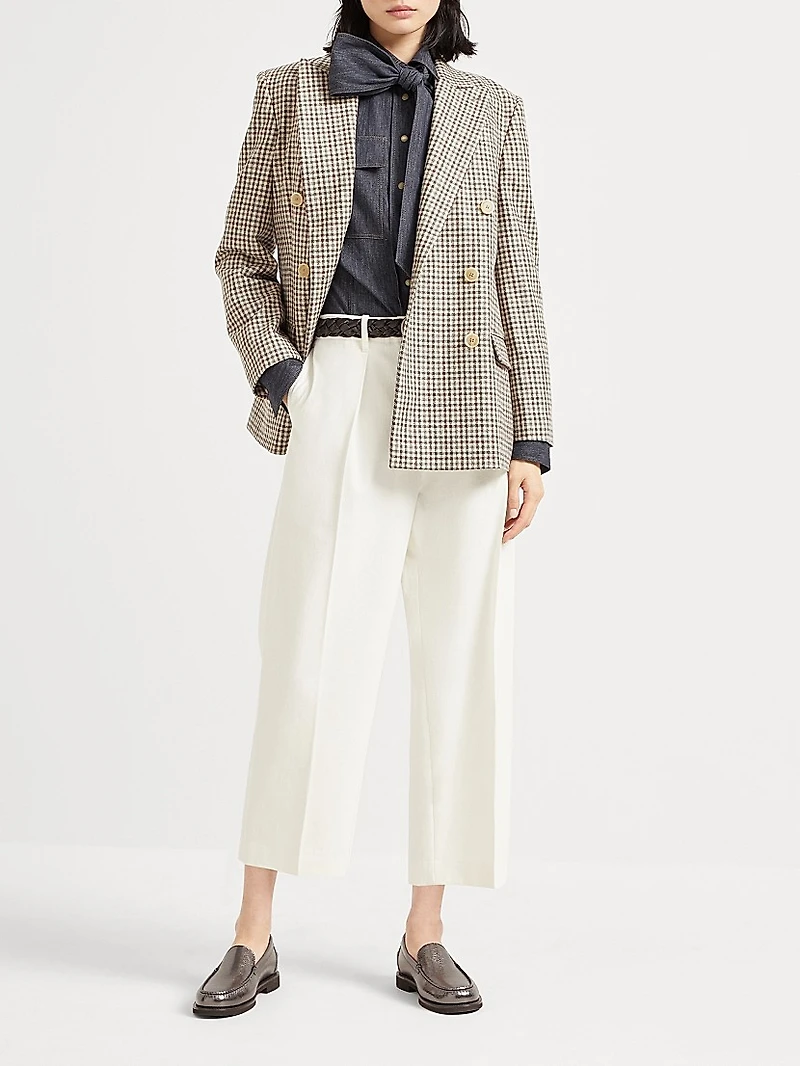 Virgin Wool Checked Flannel Blazer