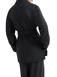 Virgin Wool Fluid Crêpe Twill Safari Blazer with Monili