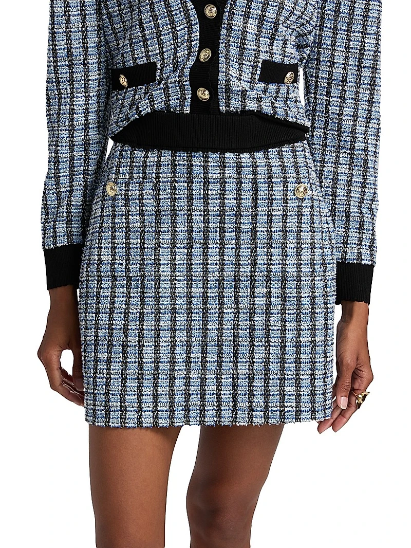 Alira Stretch-Tweed A-Line Miniskirt