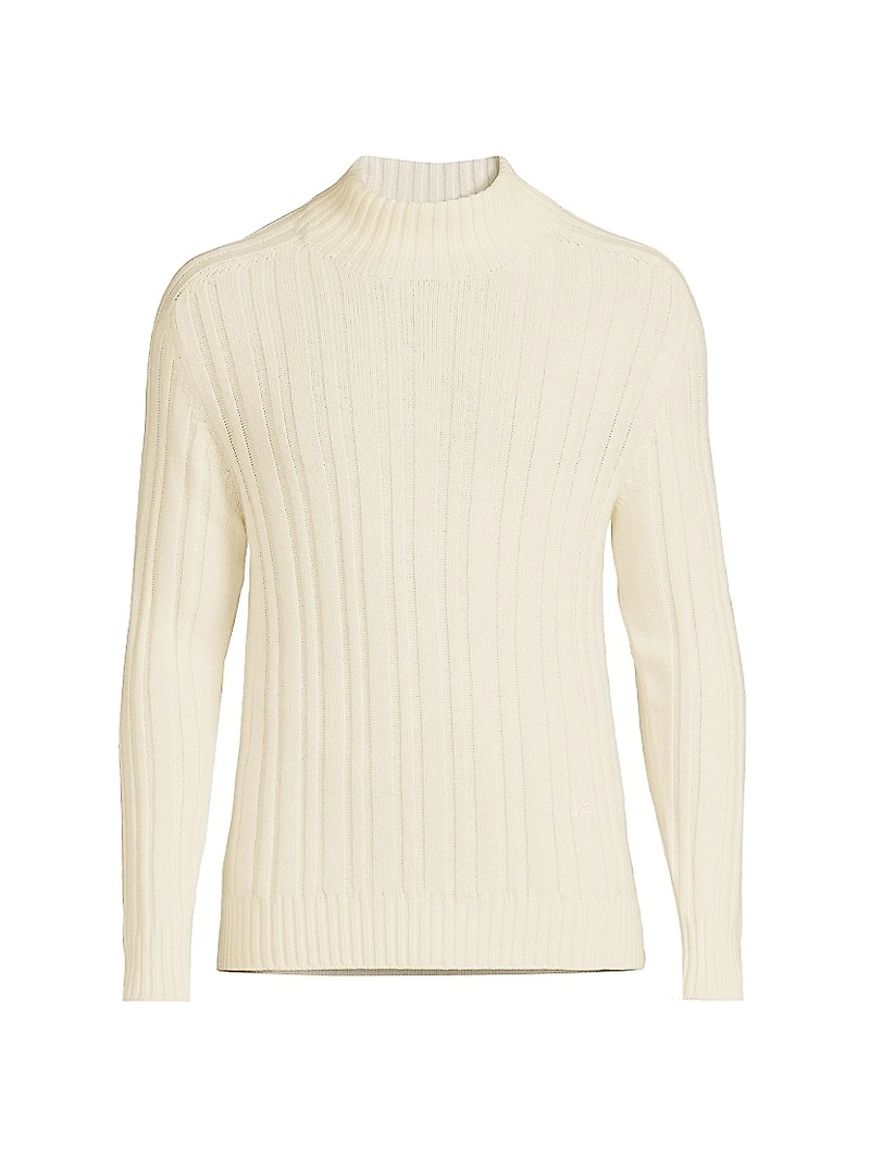 Ribbed Cashmere Mockneck Sweater