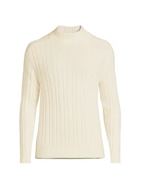 Ribbed Cashmere Mockneck Sweater