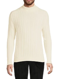 Ribbed Cashmere Mockneck Sweater