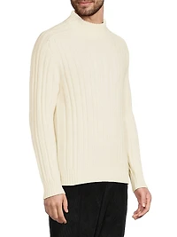 Ribbed Cashmere Mockneck Sweater