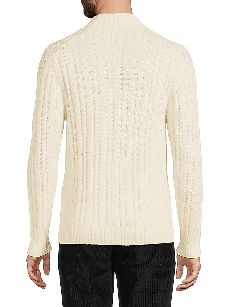 Ribbed Cashmere Mockneck Sweater