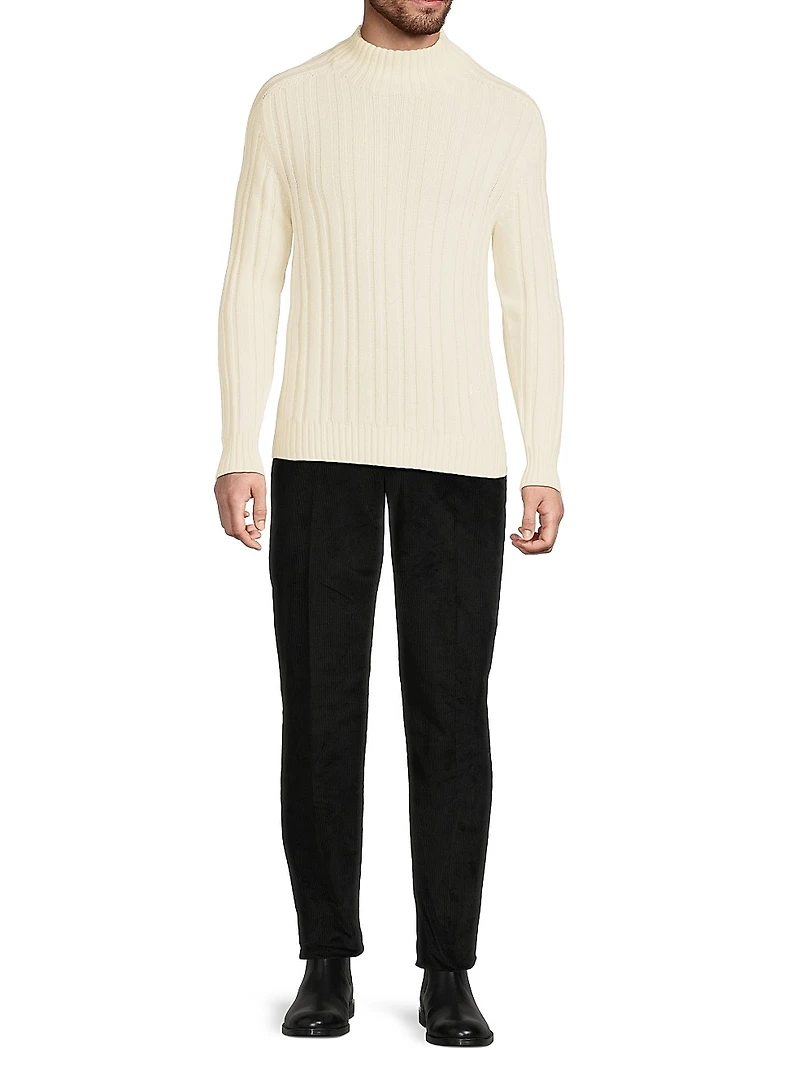 Ribbed Cashmere Mockneck Sweater