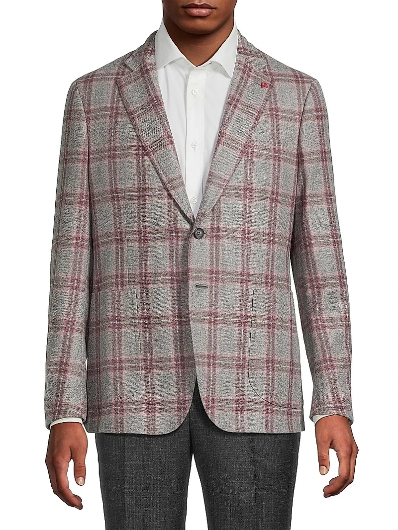 Windowpane Wool-Cashmere Jacket