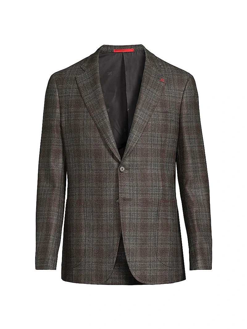 Plaid Wool-Blend Jacket