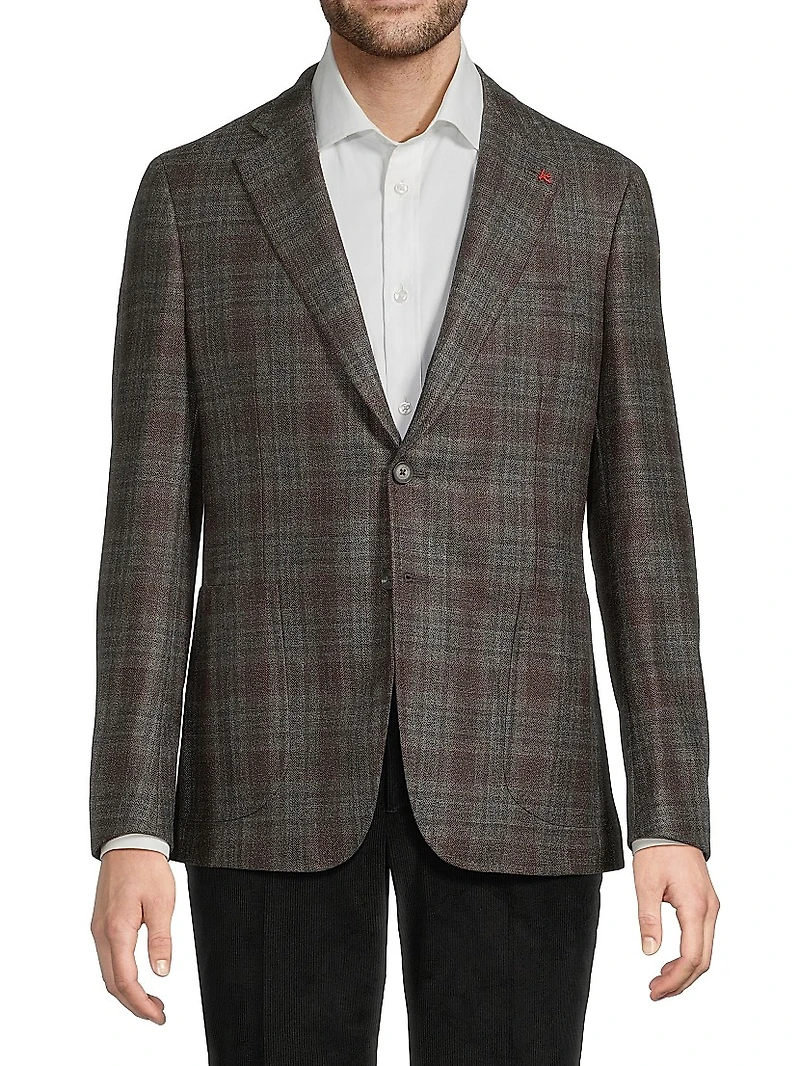 Plaid Wool-Blend Jacket