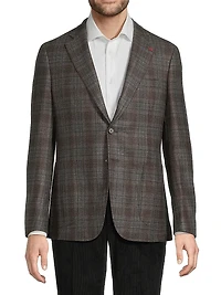 Plaid Wool-Blend Jacket