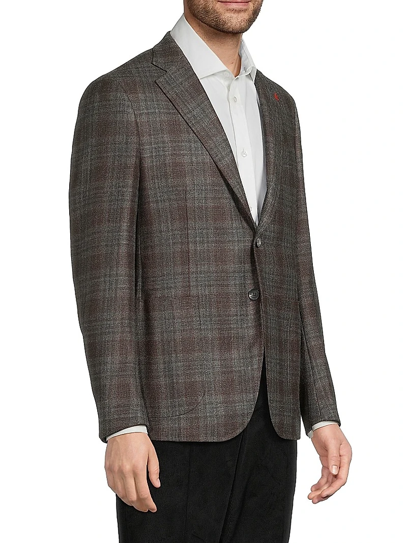 Plaid Wool-Blend Jacket