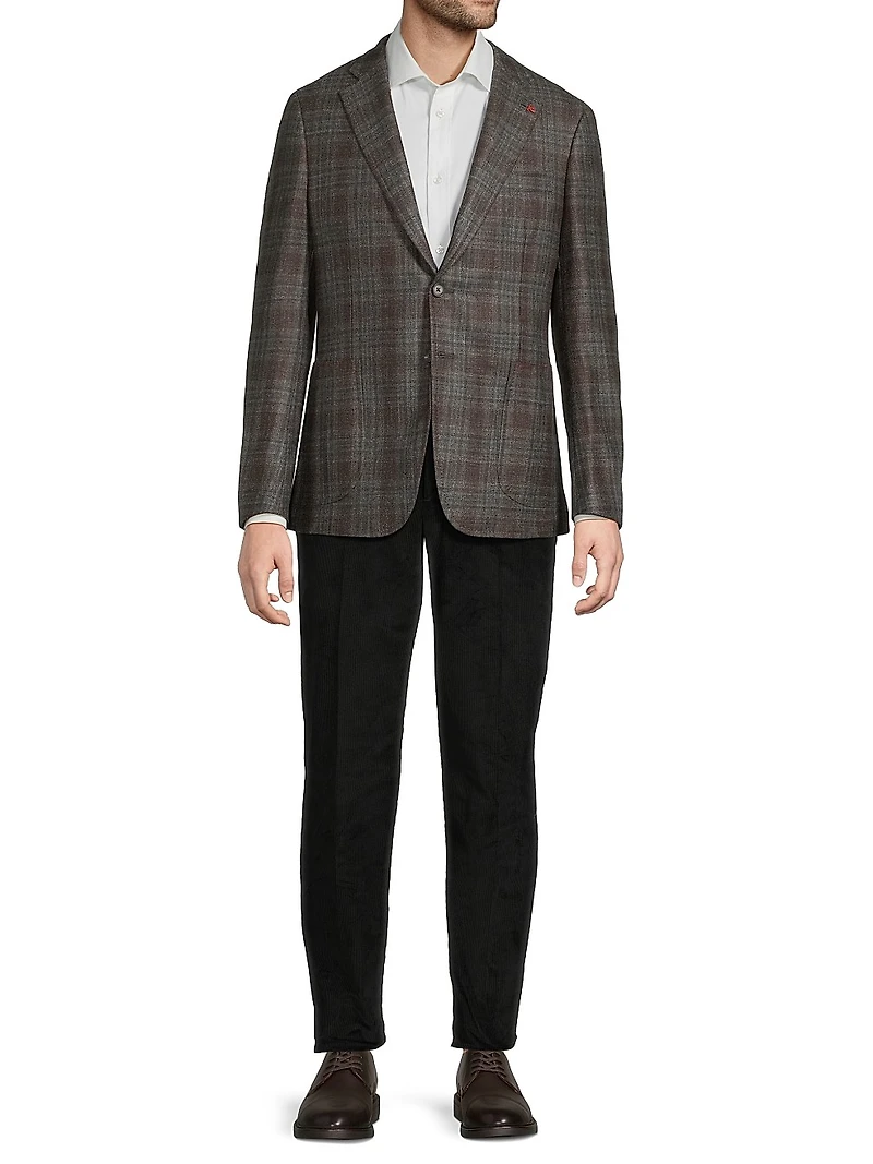 Plaid Wool-Blend Jacket