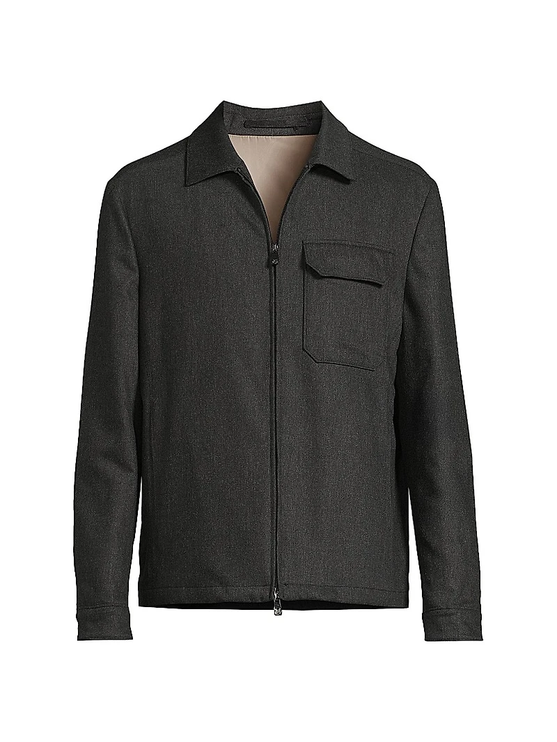 Water-Resistant Wool-Blend Shirt Jacket