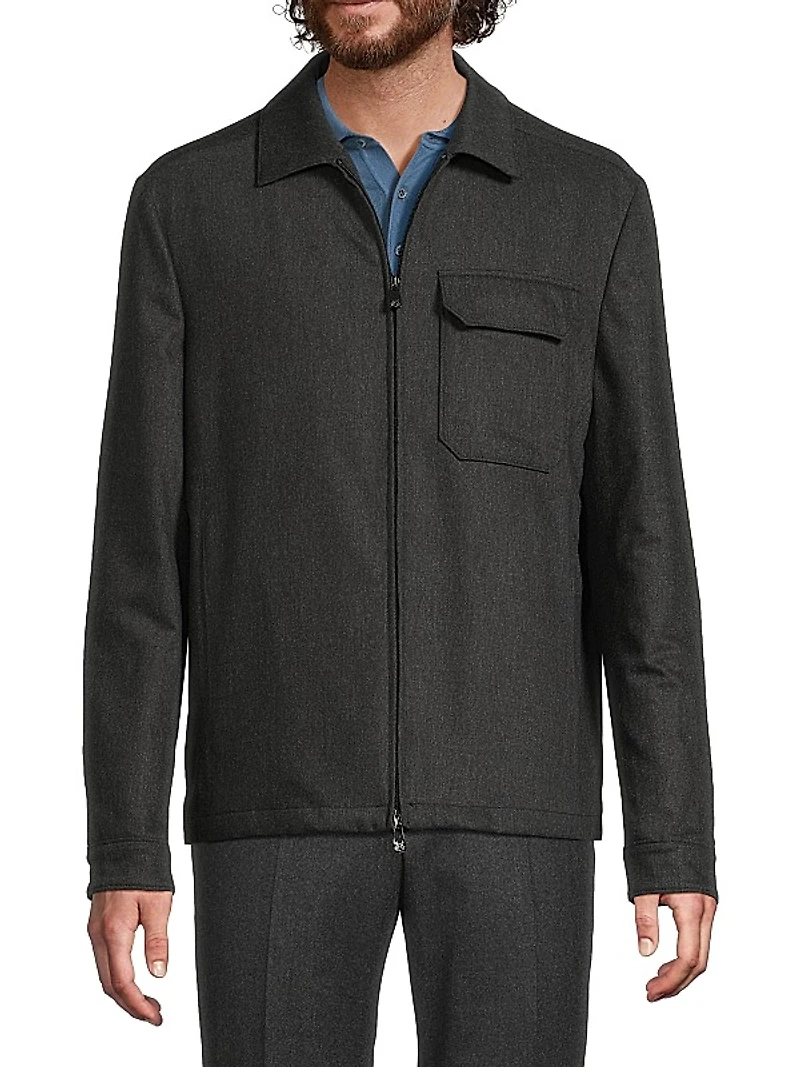 Water-Resistant Wool-Blend Shirt Jacket