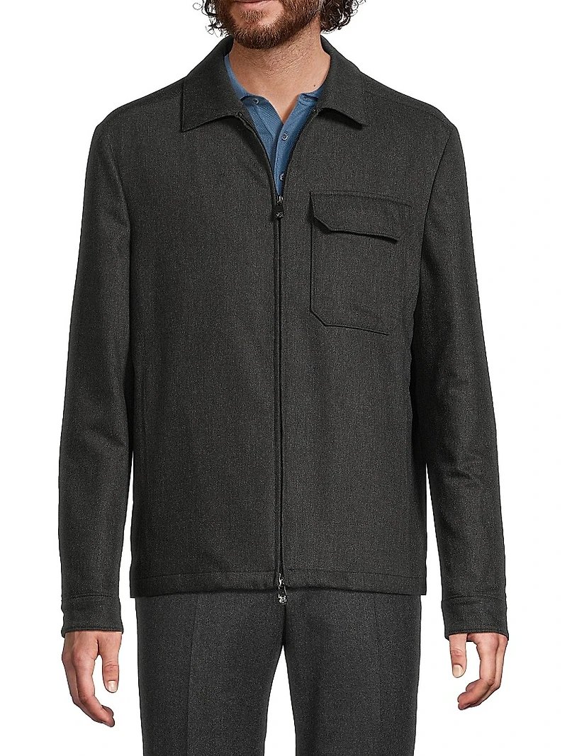 Water-Resistant Wool-Blend Shirt Jacket