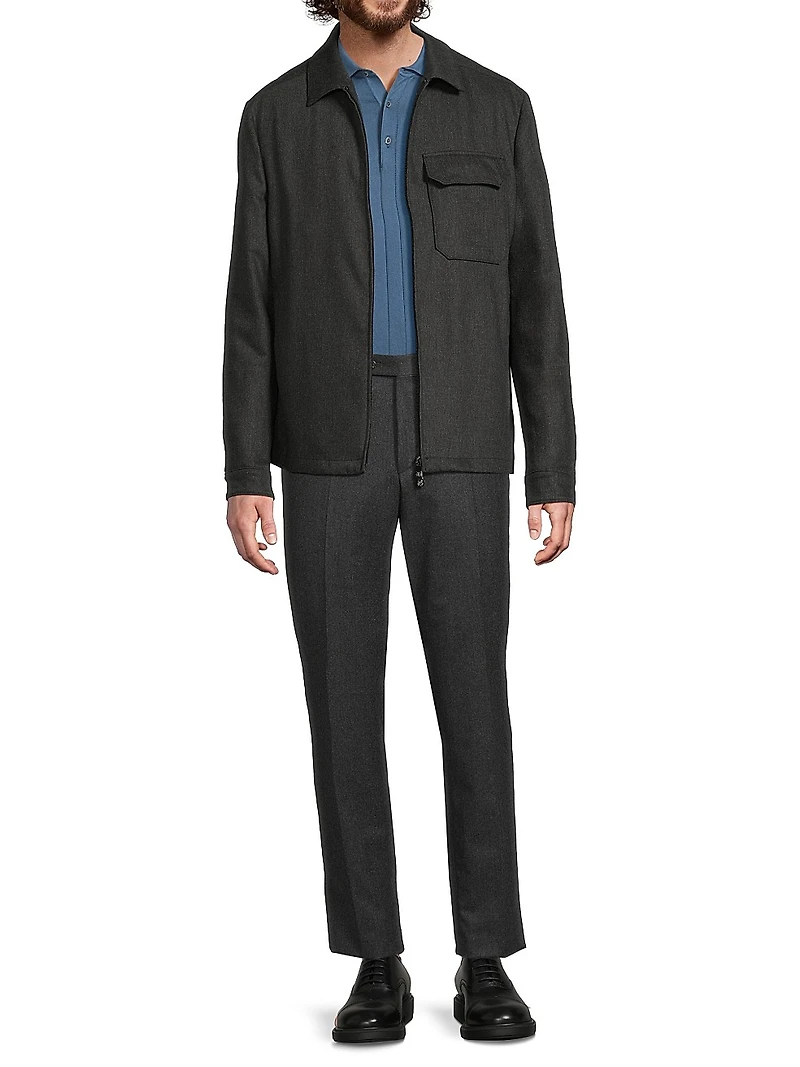 Water-Resistant Wool-Blend Shirt Jacket
