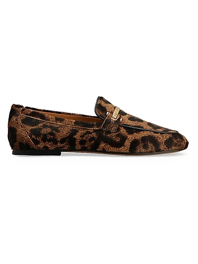 Animal-Printed Pony Hair Bit Loafers