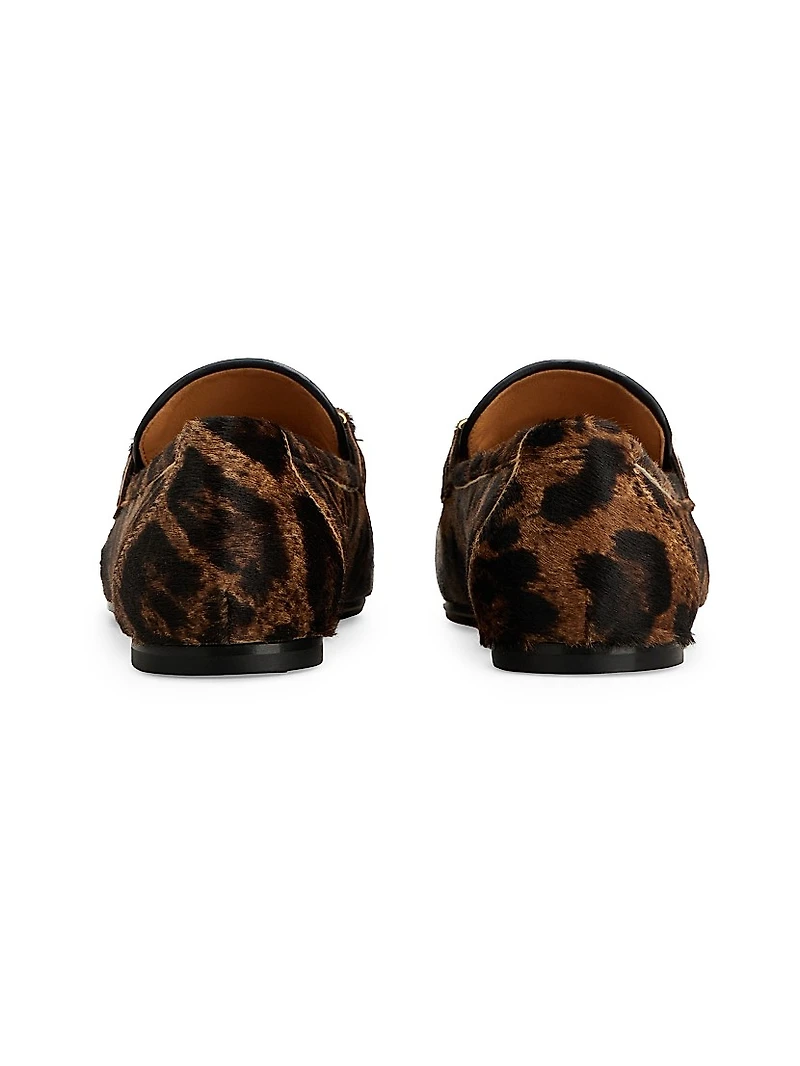 Animal-Printed Pony Hair Bit Loafers