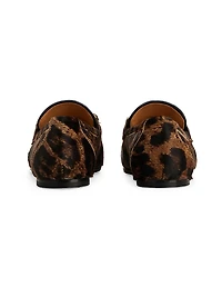Animal-Printed Pony Hair Bit Loafers