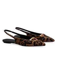 Pony-Effect Leather Slingback Ballerina Flats