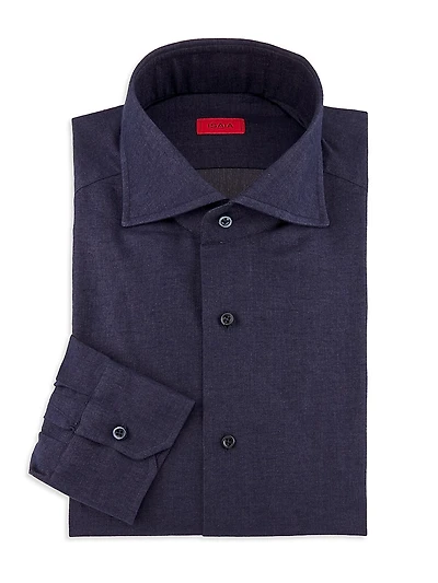 Cotton-Cashmere Brushed Button-Front Shirt