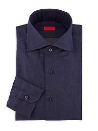 Cotton-Cashmere Brushed Button-Front Shirt