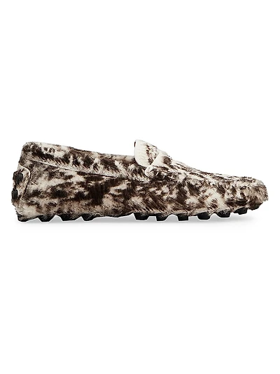 Gommino Bubble Printed Pony Hair Driving Loafers