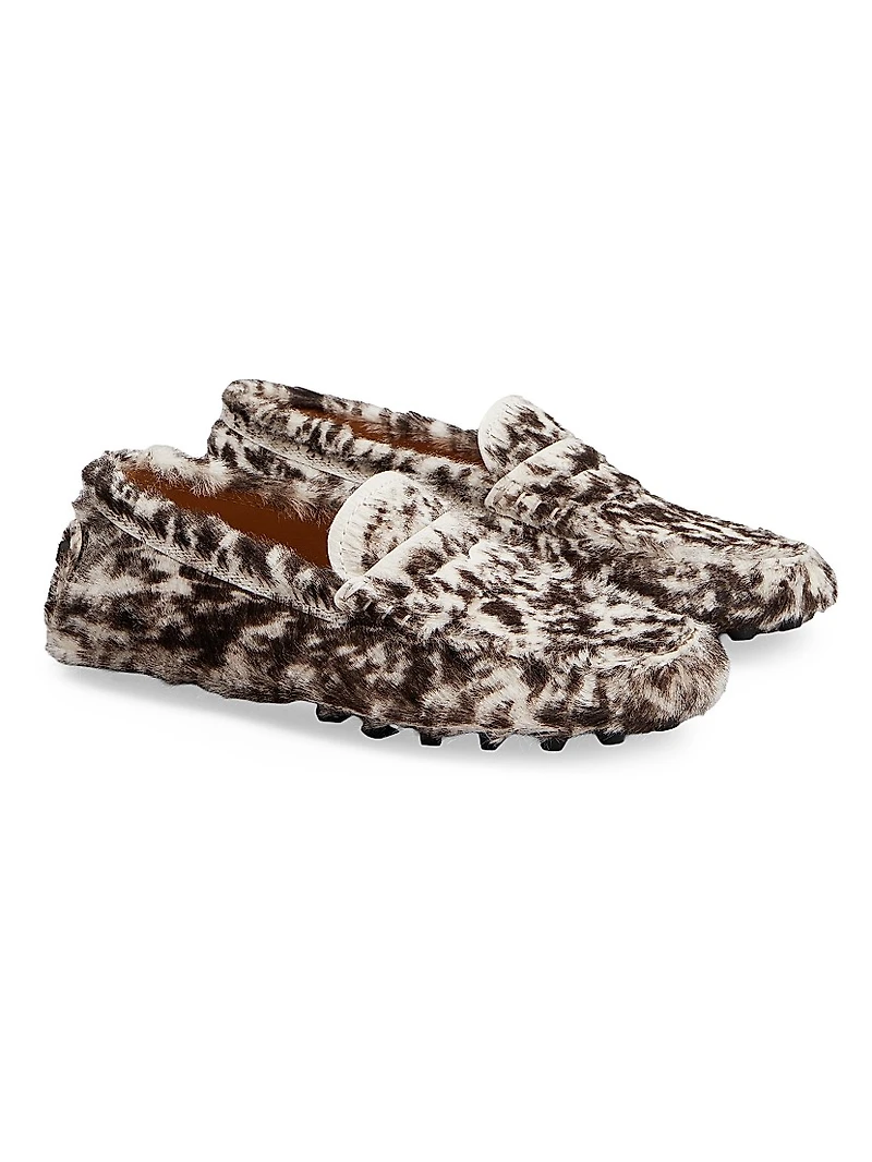 Gommino Bubble Printed Pony Hair Driving Loafers