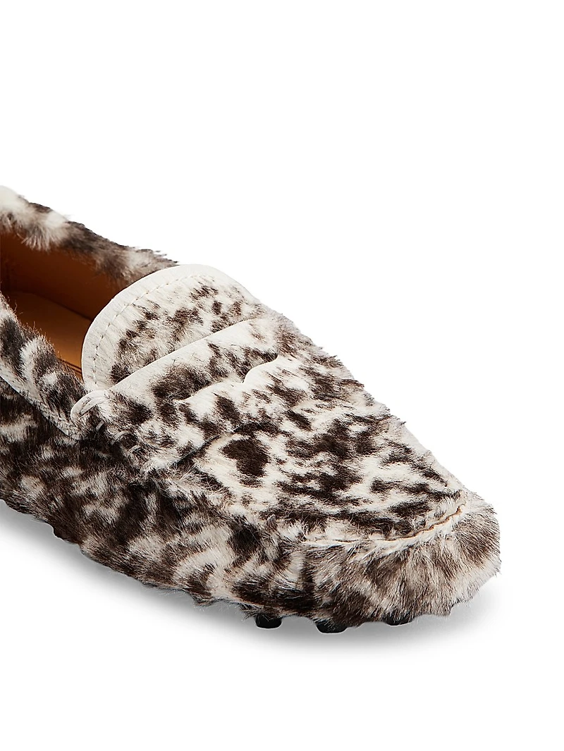 Gommino Bubble Printed Pony Hair Driving Loafers