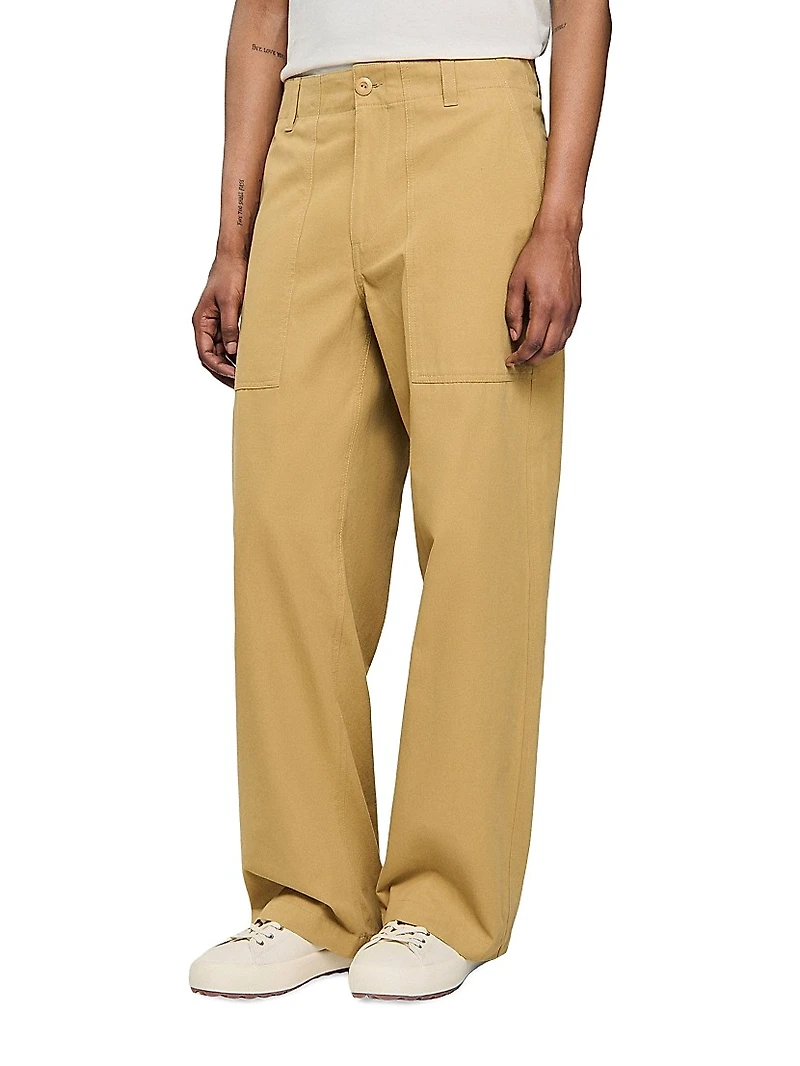 Wide-Leg Cotton Trousers