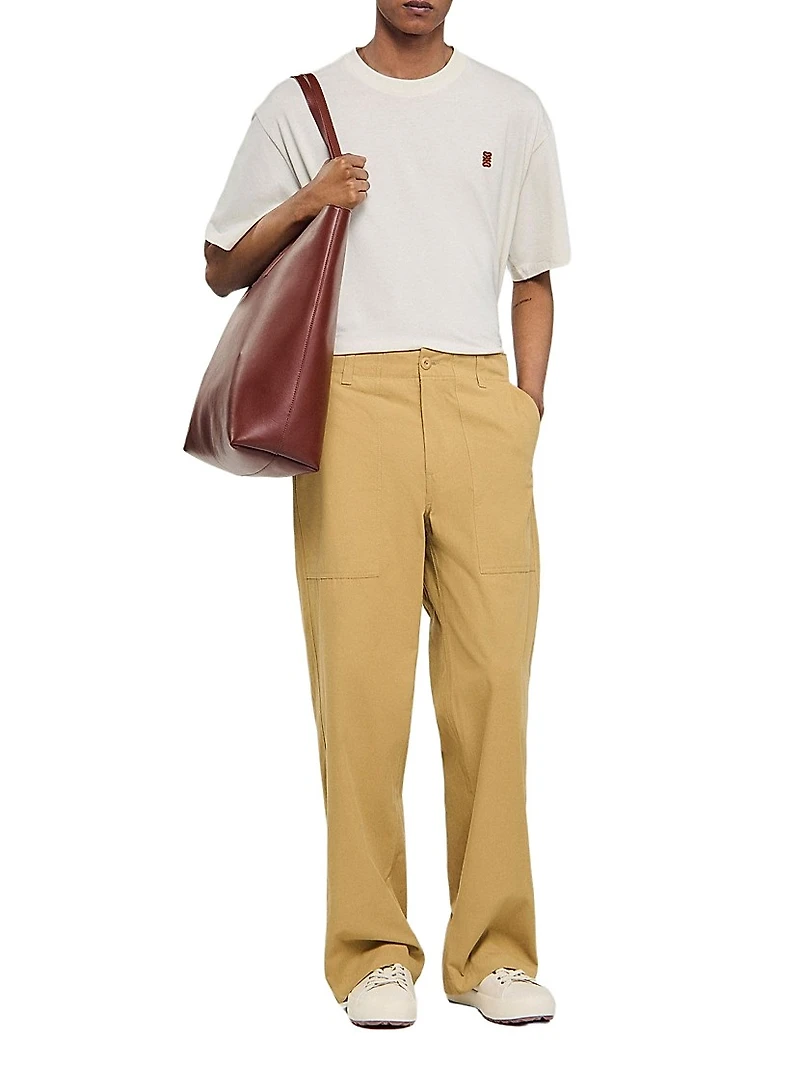 Wide-Leg Cotton Trousers