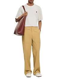 Wide-Leg Cotton Trousers