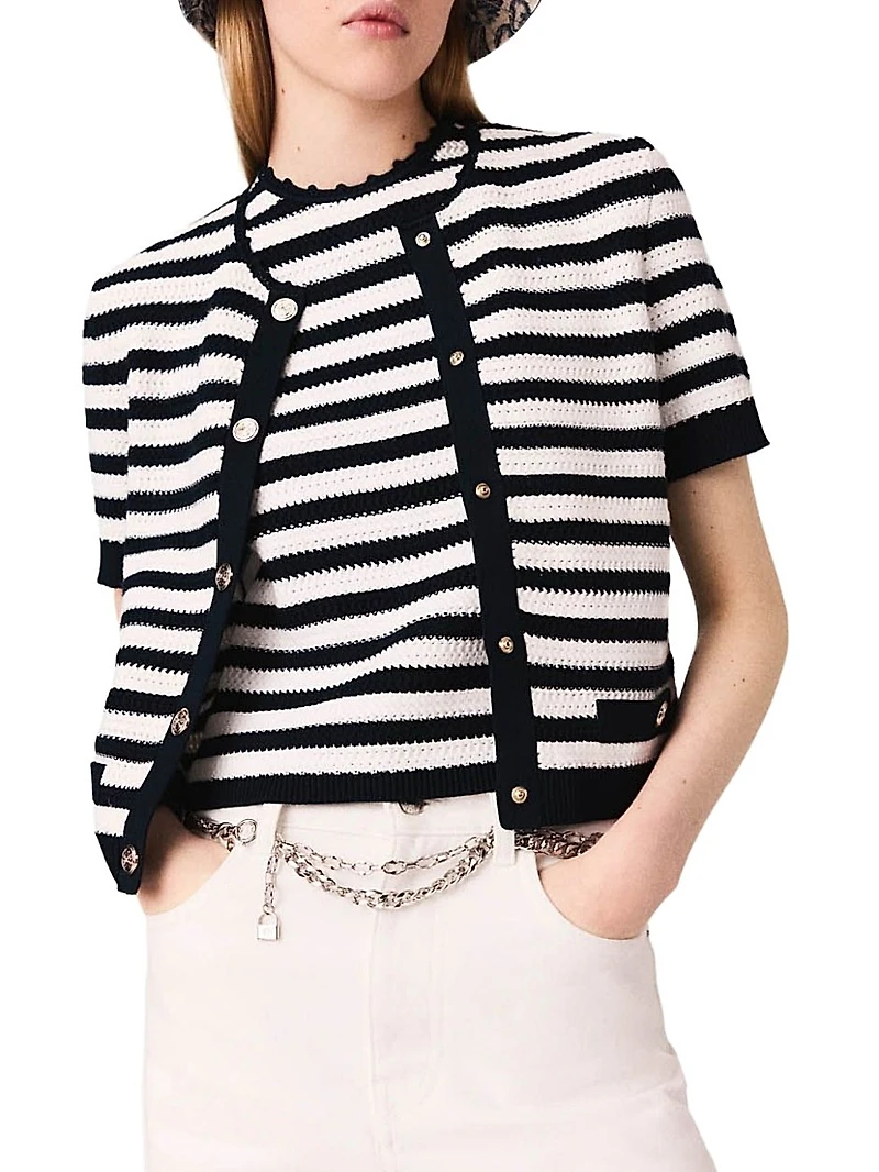 Crocheted Cropped Cardigan