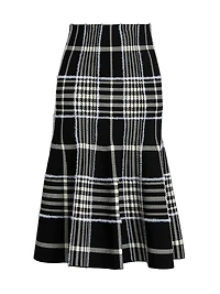 Rory Jacquard Plaid Trumpet Midi-Skirt
