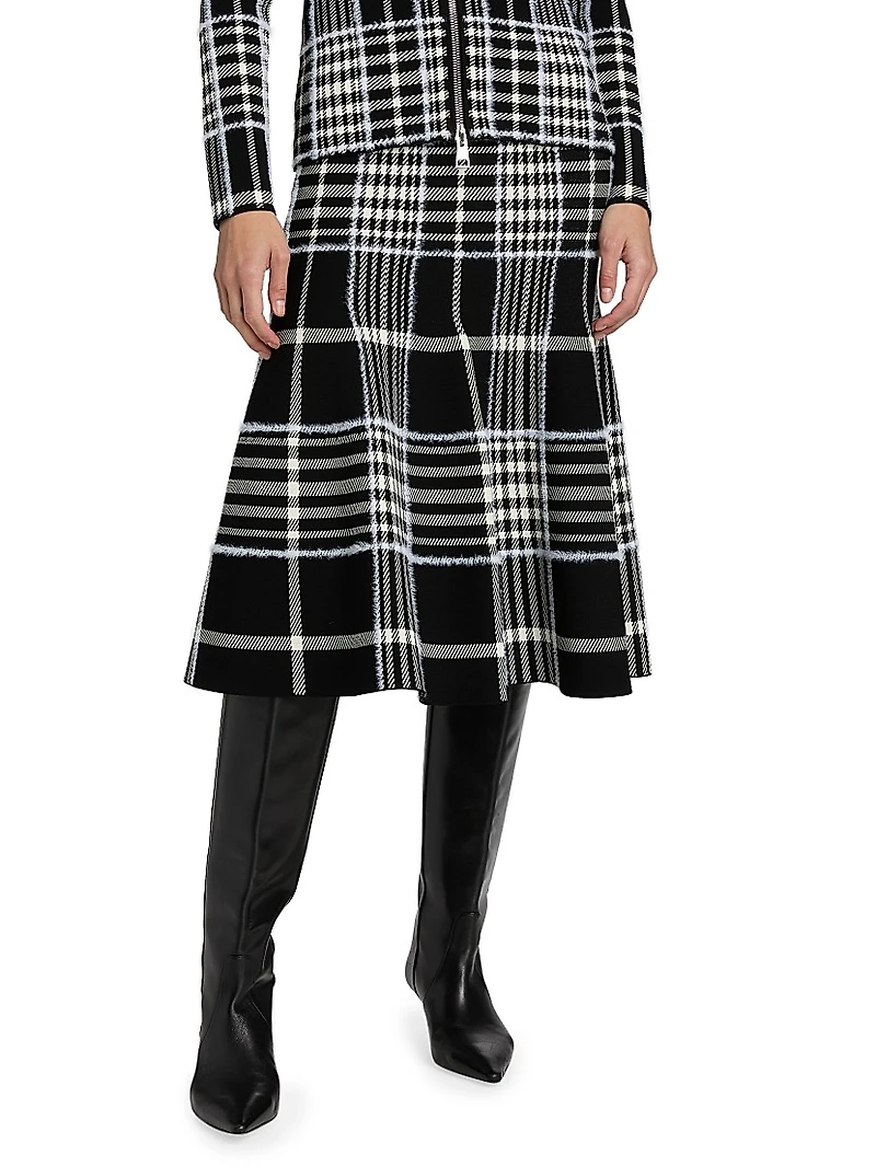 Rory Jacquard Plaid Trumpet Midi-Skirt