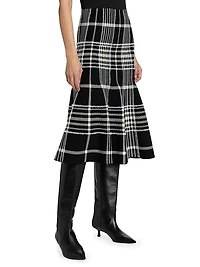 Rory Jacquard Plaid Trumpet Midi-Skirt