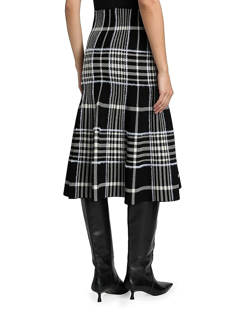 Rory Jacquard Plaid Trumpet Midi-Skirt