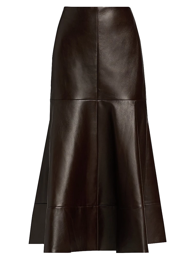 Preston Leather Trumpet Midi-Skirt