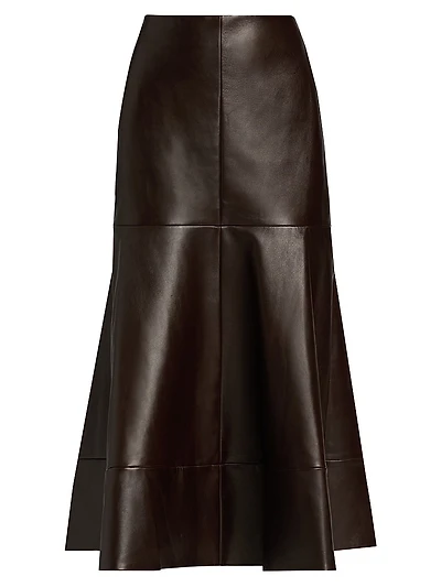 Preston Leather Trumpet Midi-Skirt