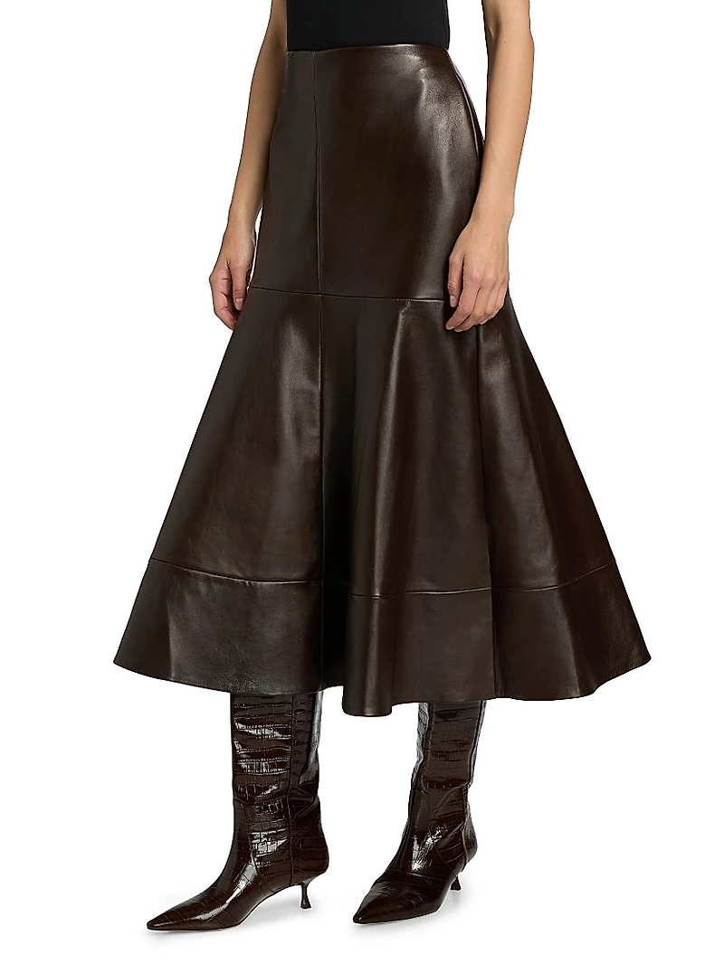 Preston Leather Trumpet Midi-Skirt
