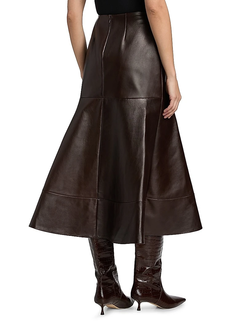 Preston Leather Trumpet Midi-Skirt