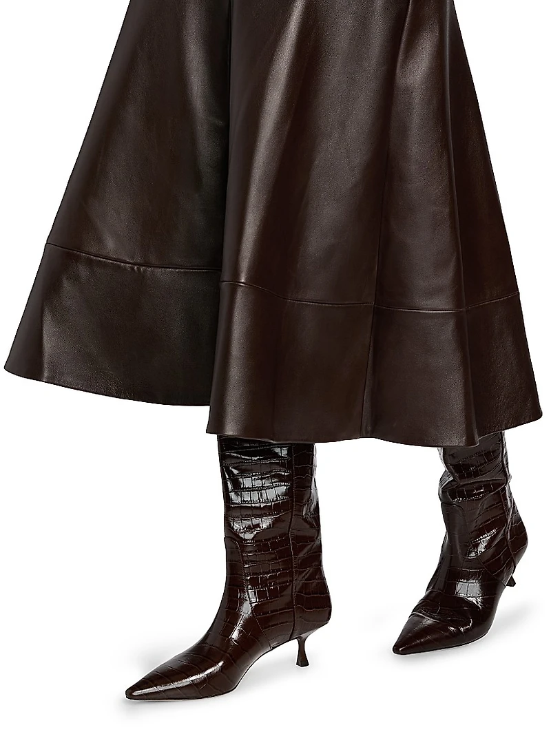 Preston Leather Trumpet Midi-Skirt