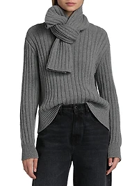 Ryan Cashmere Rib-Knit Scarf Sweater