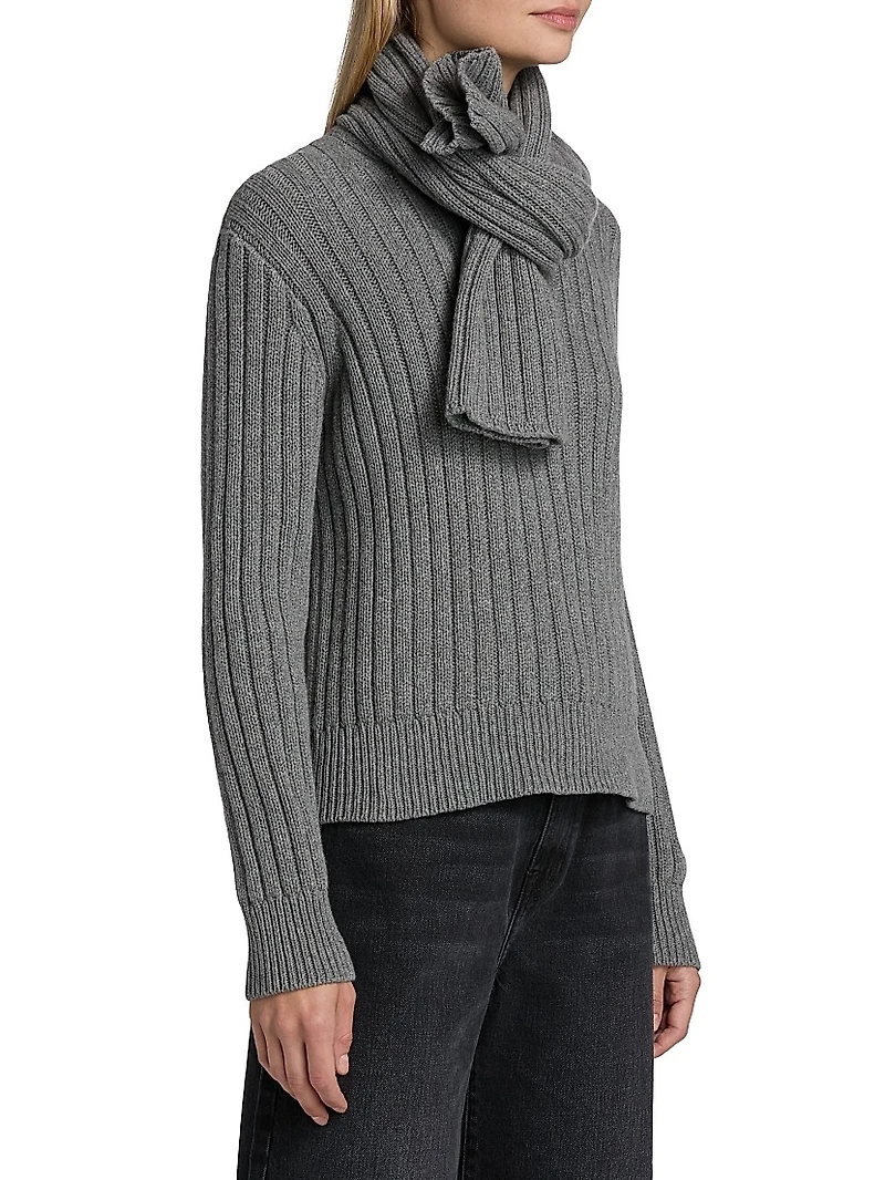 Ryan Cashmere Rib-Knit Scarf Sweater