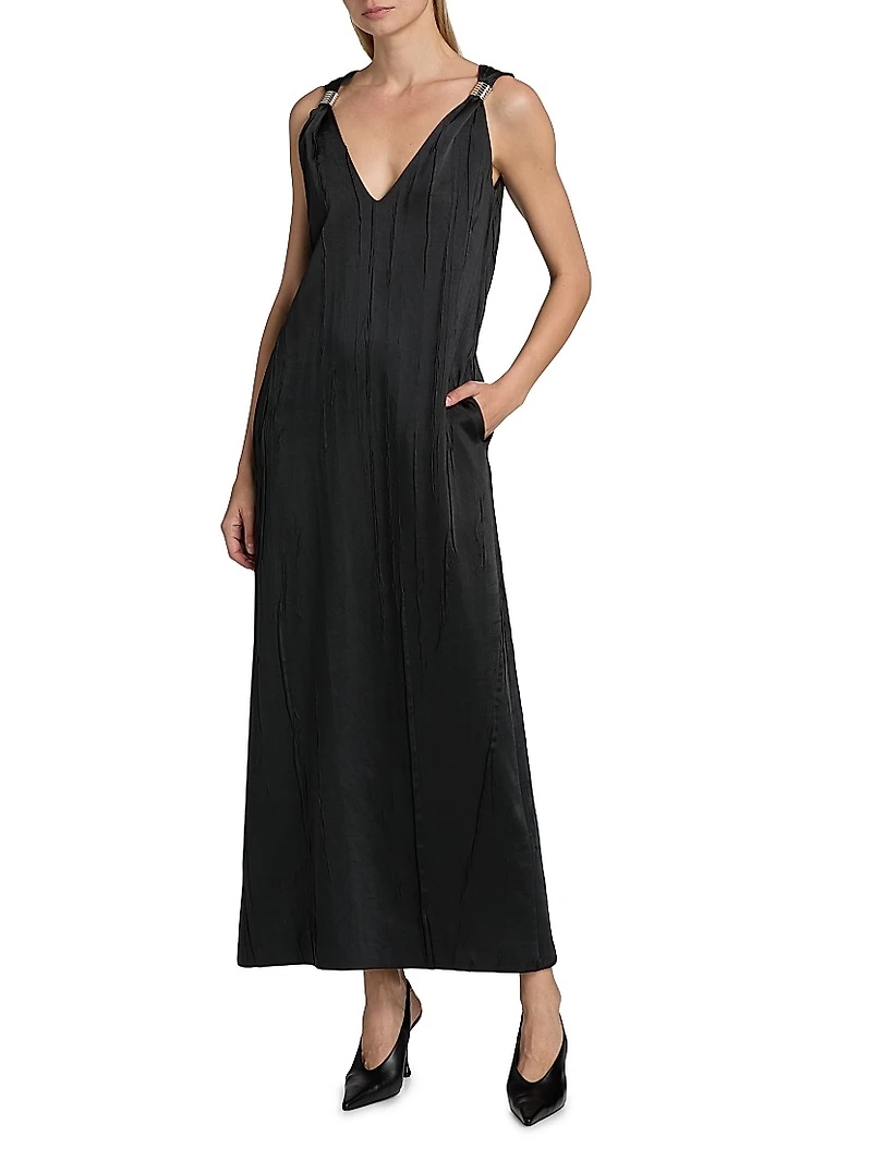 Keke Deep V Shift Midi-Dress