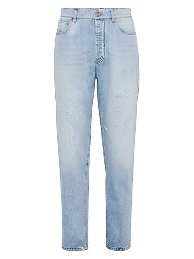 Denim Iconic Fit Five Pocket Jeans with Rips