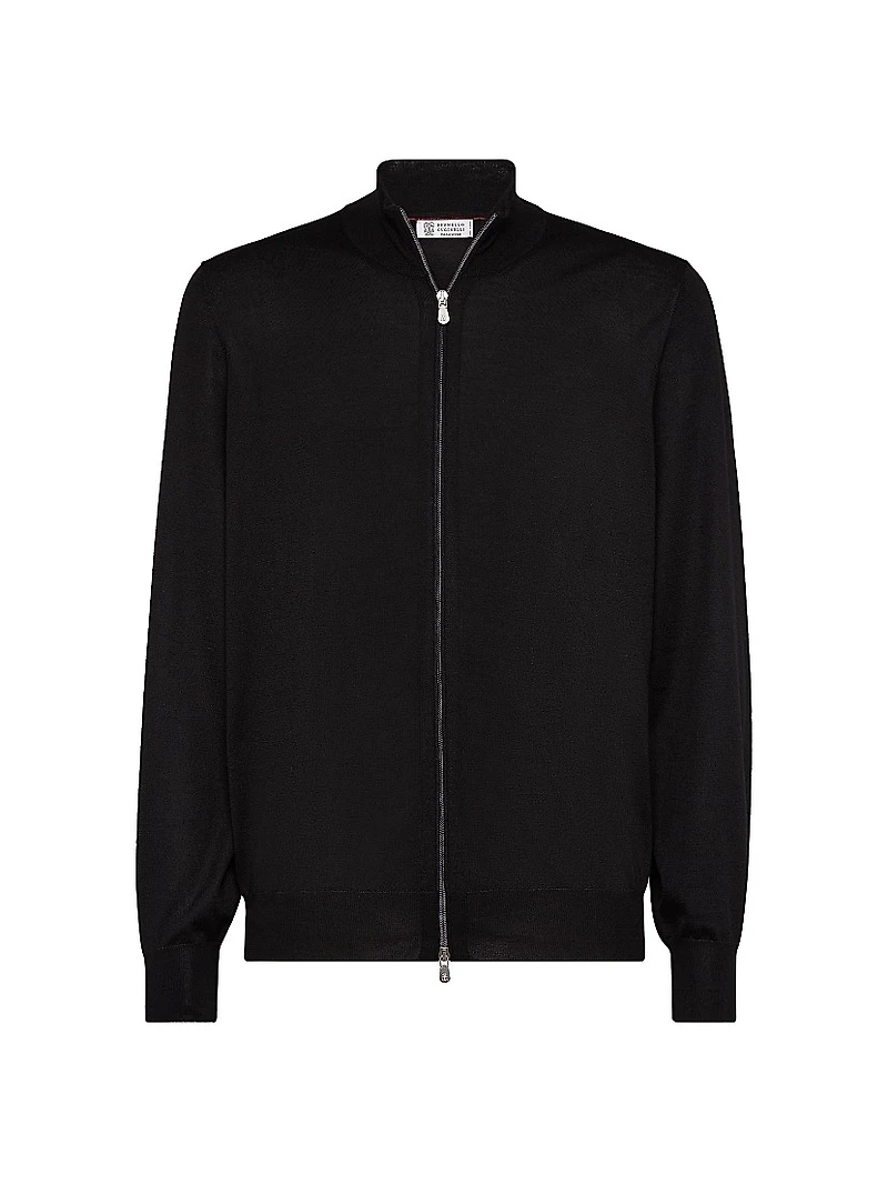 Cashmere and Silk Lightweight Cardigan with Zipper