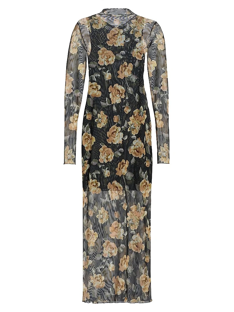 The Sheer Fantasy Floral Mesh Maxi Dress